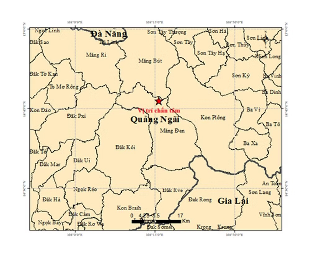 Series of earthquakes hit Quang Ngai in one day